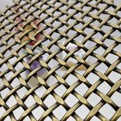 フラットピッチ10mm装飾織りワイヤーメッシュ、フラット直径1.5×3.5mm、重量8.6kg/m2