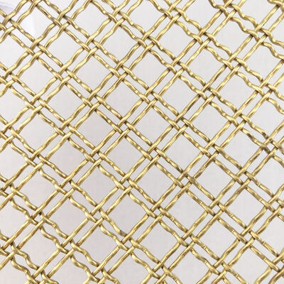 ゴールドトーンのクリンプワイヤー建築用織りワイヤーメッシュオープンダイヤモンドセル