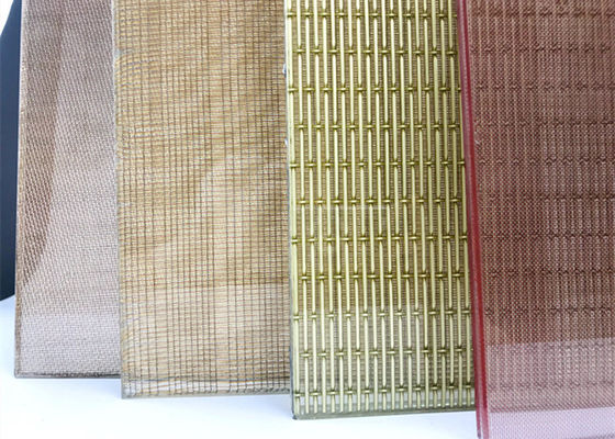 薄板にされたガラスのための建築真鍮の編まれた金網、金色