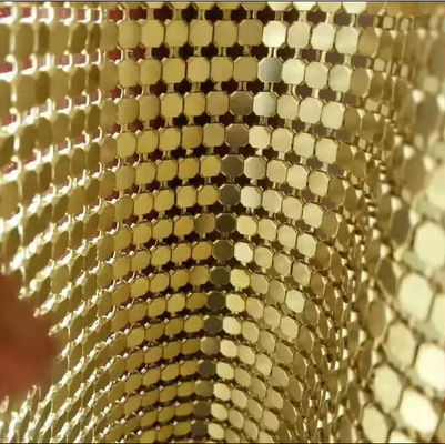 アルミニウム合金 シャイマー メタリック シーキン チェーンリンク カーテン用 メタリック メッシュ 織物