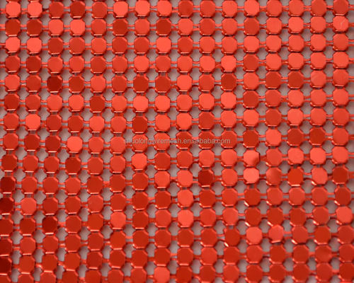 アルミニウム合金 シャイマー メタリック シーキン チェーンリンク カーテン用 メタリック メッシュ 織物