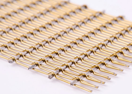 装飾ガラスはエレベーター ホールのための軟らかな金属のメッシュ生地4.5mm SGSを薄板にした