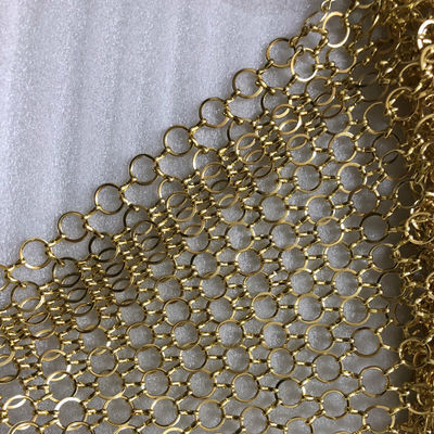 ODMの金金属リング網の装飾的な塀3.8mmのチェーン・メールの網