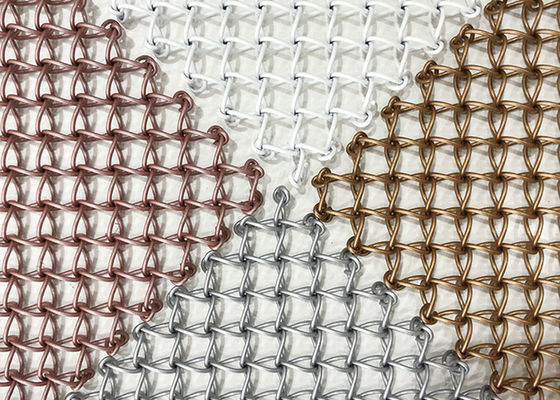 ステンレス鋼Pvdの金属1.5mmの装飾的な編まれた金網スクリーンの堅い反影響